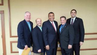 (Left to Right): Assemblyman Mike Fitzpatrick, Assemblyman Andrew Garbarino, Dr. William Spencer, Assemblyman Andrew Raia and Assemblyman Chad Lupinacci. Photo Credit: NYS.